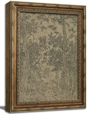 Vintage Gold Framed Wall Art Antique Sketch Landscape Wall Decor Picture Dark Moody Retro Country Farmhouse Gallery