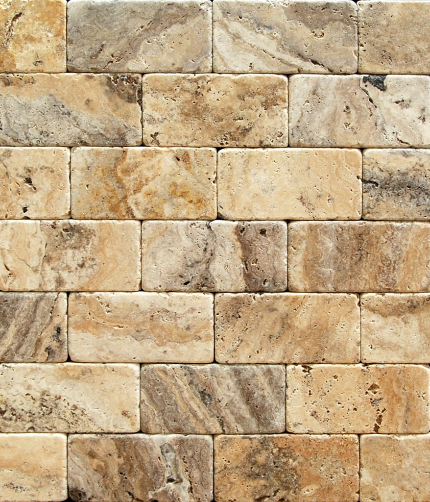 Philadelphia 3 X 6 Travertine Tumbled Brick Tile - Box of 5 sq. ft.