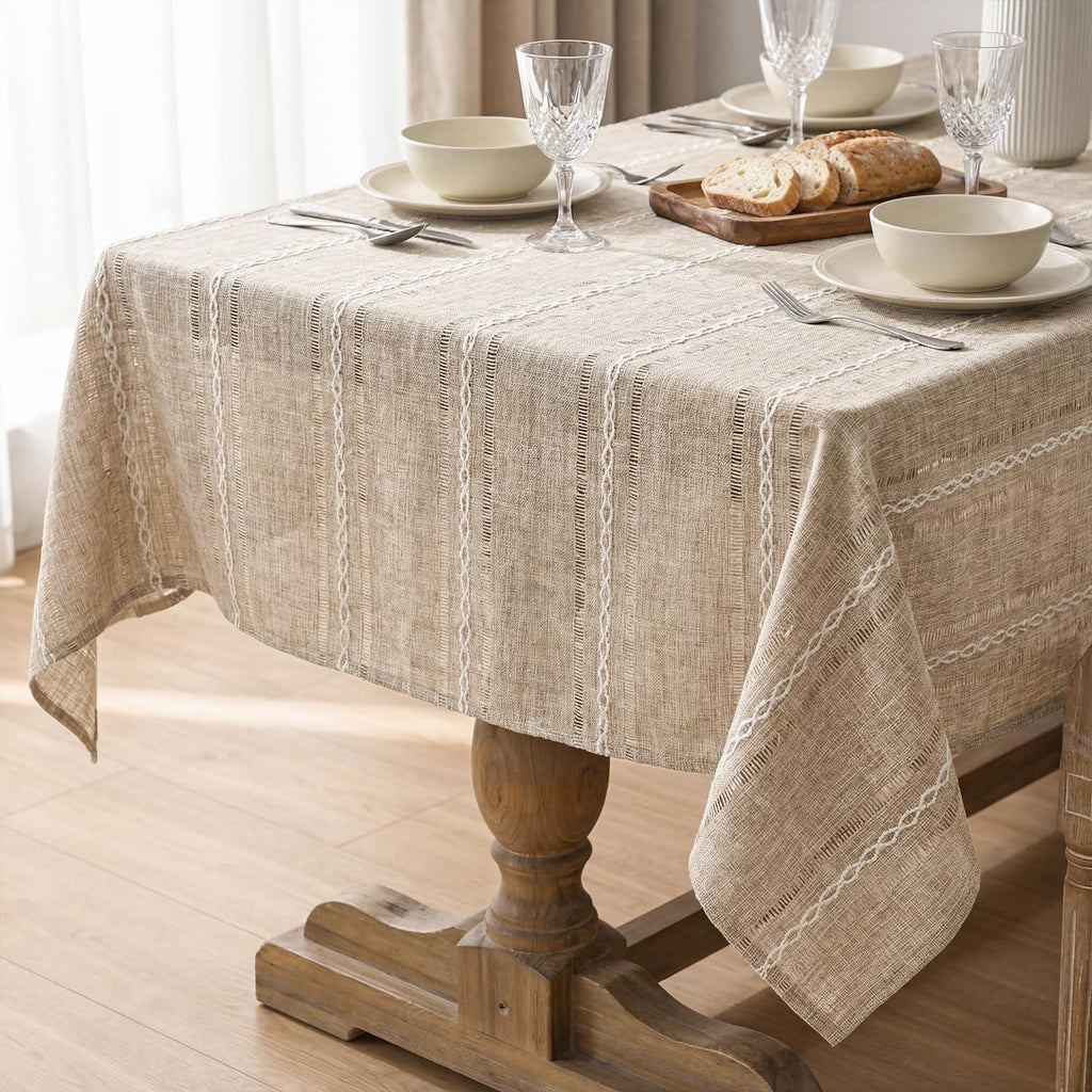Light Coffee Rectangular Tablecloth, 60×84 Inch, Rustic Style