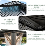 10'x12' Gazebo Hardtop Gazebo, Aluminum Frame Pergola with D - Image 5