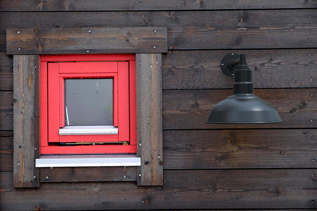 Dusk to Dawn | Westchester Barn Light | Outdoor Wall Mounted | 12 inch Dome | 16 inch Gooseneck| Warehouse Steel