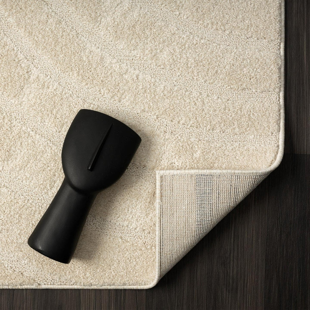 Modern Geometric Wave Cream 8x10 Area Rug