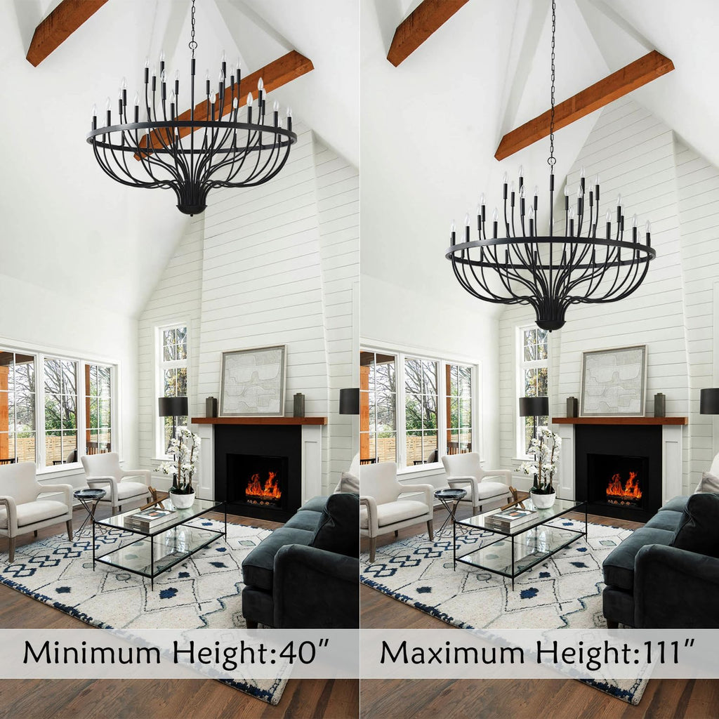 Black Chandelier 36-Light Industrial Iron Candle Chandelier Modern Suspended Farmhouse Chandeliers Pendant Light Fixtures for Dining Room Bedroom Living Room Kitchen Island Foyer E12 Bulb A109-B0DLGCW1N2