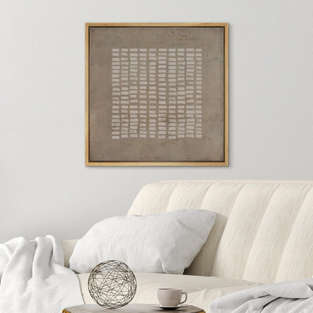 Framed Canvas Print Wall Art Mid-Century Geometric Line Pattern Abstract Shapes Illustrations Modern Art Decorative