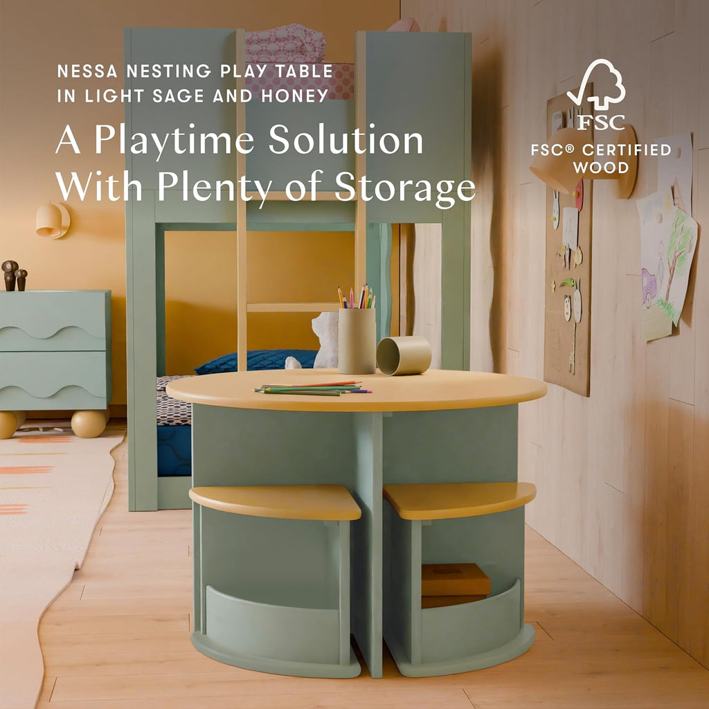 Nessa Nesting Play Table in Light Sage/Honey
