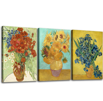 Sunflowers of Vincent Van Gogh Wall Art, Irises Flower Paintings Artwork Reproduction, Giclee Canvas Prints Pictures