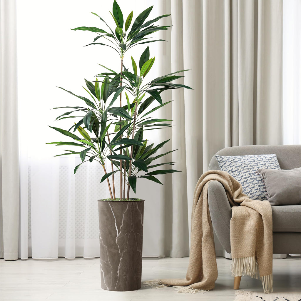 Artificial Tree in Modern Granite Effect, Fake Dracaena Tree Silk Tree for Indoor and Outdoor Home Decoration - 66"