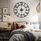 31 Inch Extra Large Wall Clock, Retro Decorative Oversized Silent Little Ticking Battery Operated,Black Metal