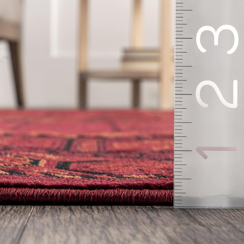 Billie Red Medallion Power Loomed Area Rug