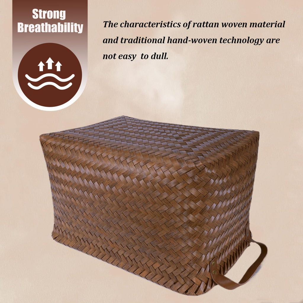 Handwoven Wicker Storage Baskets, Pack of 4, Brown