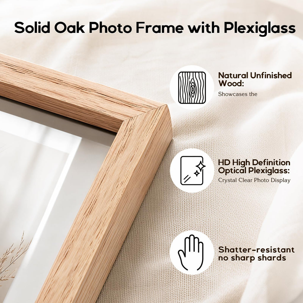 12x12 Solid Oak Wood Picture Frames, 6 Pack