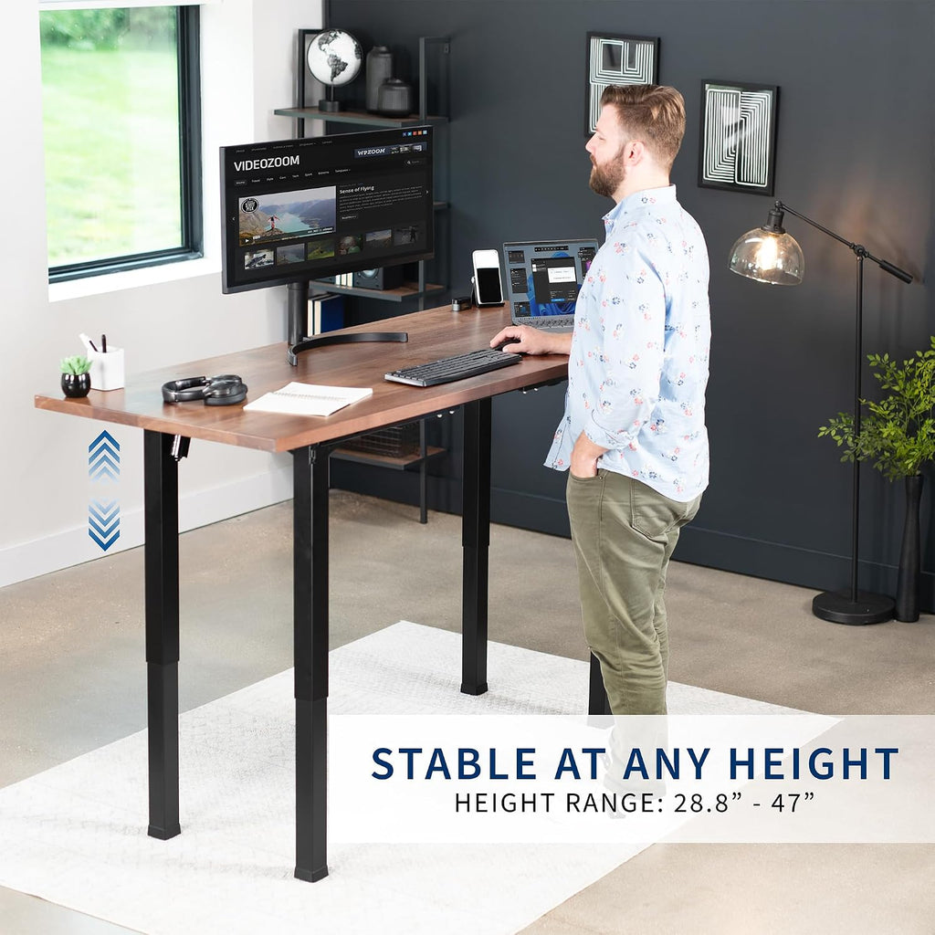 Black 4-Leg Dual Motor Standing Desk Frame, DESK-E4B | Electric, For Table Tops up to 84 x 43 inches and 220 lbs