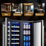 Wine and Beverage Refrigerator, 24’’ Wine Cooler- 20 Bottles&78 Cans, Built
