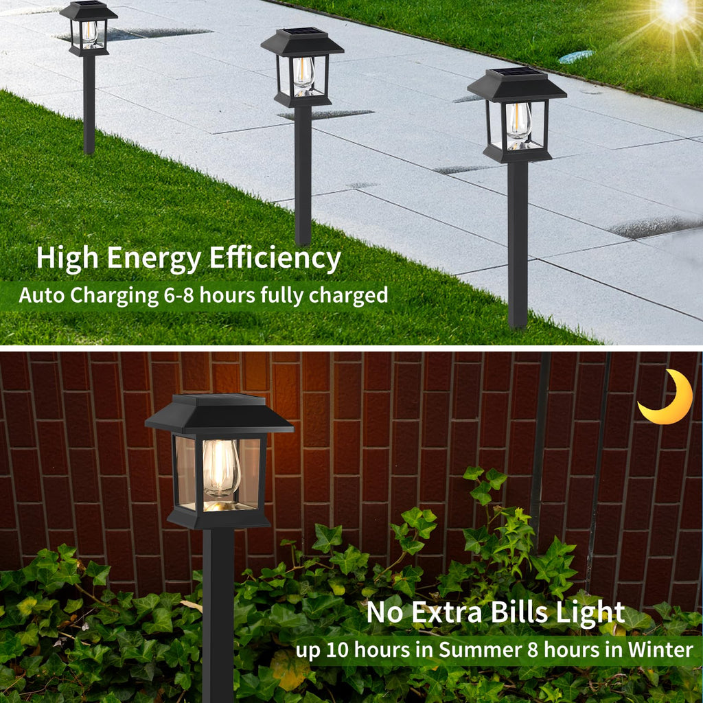 Solar Lights Outdoor, 6 Pack Waterproof Auto On/Off Solar Pathway Lights for Garden, Landscape, Path, Yard, Patio