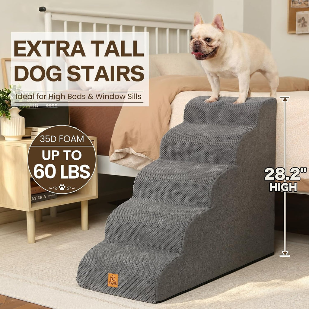 Pet Stairs for High Beds, 28.2" H 5-Step Dog Steps for Small & Medium Dogs
