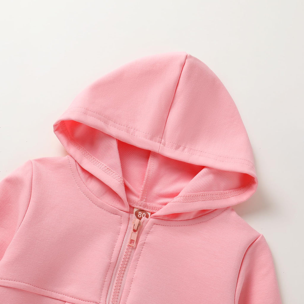 Baby Clothes for Girls Boys Solid Color Half-Zip Sweatshirt and Sweatpants Outfits Set Fall Toddler Sweatsuit (Pink