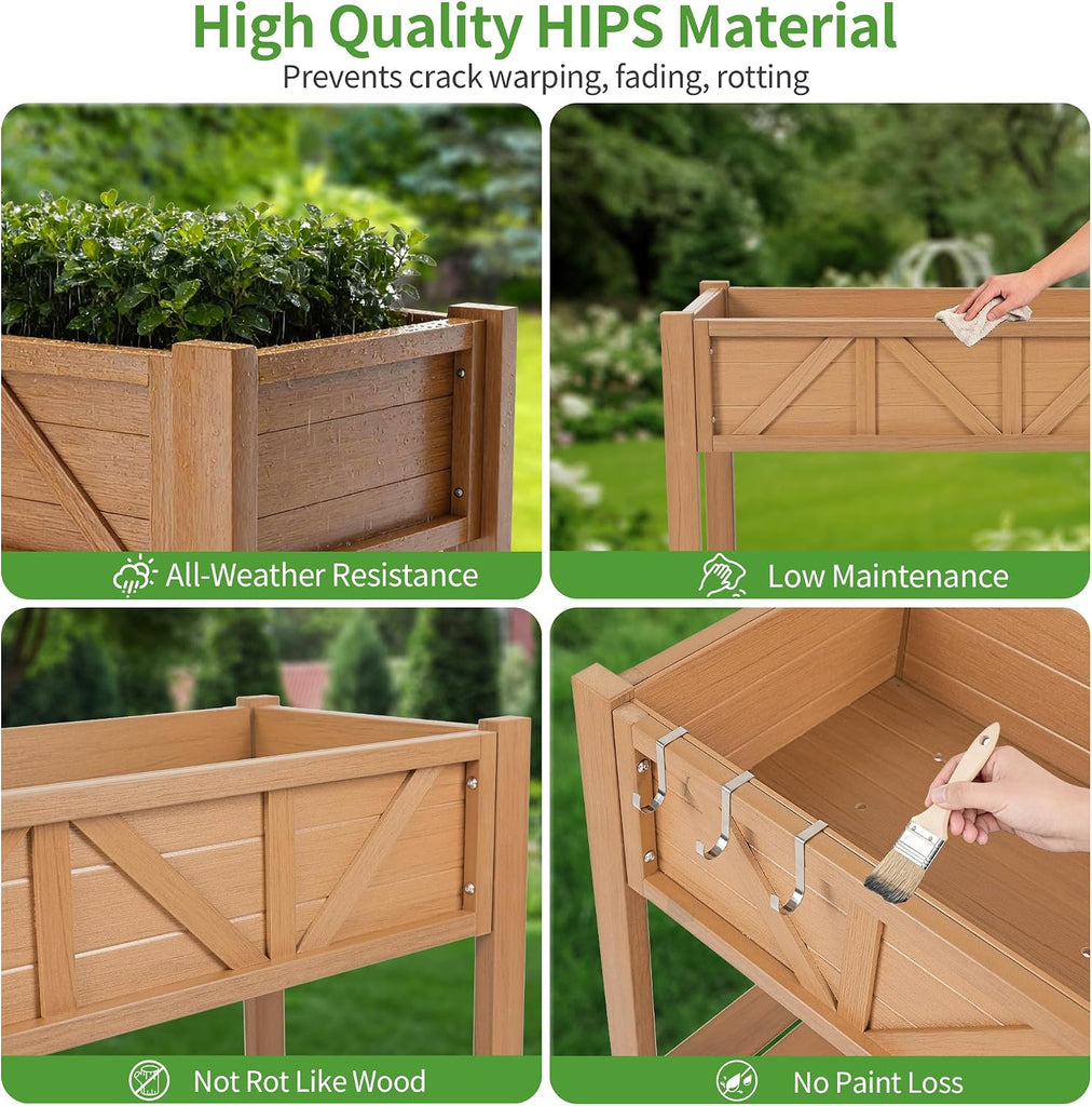 All-Weather Elevated Raised Garden Bed with Legs,72"L x 17"W x 28.7"H | Large Outdoor Planter Box with Storage
