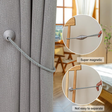 Magnetic Curtain Tiebacks 4 Pack Outdoor Rope Curtain Tie Backs Decorative Window Treatment Holdbacks Decorative