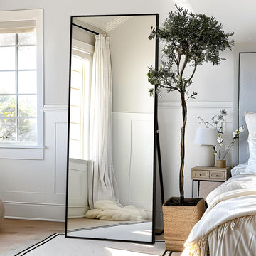 Full Length Mirror, 64"x24" Full Body Mirror, Floor Mirror with Aluminum Alloy Frame, Free Standing Mirror, Mirror