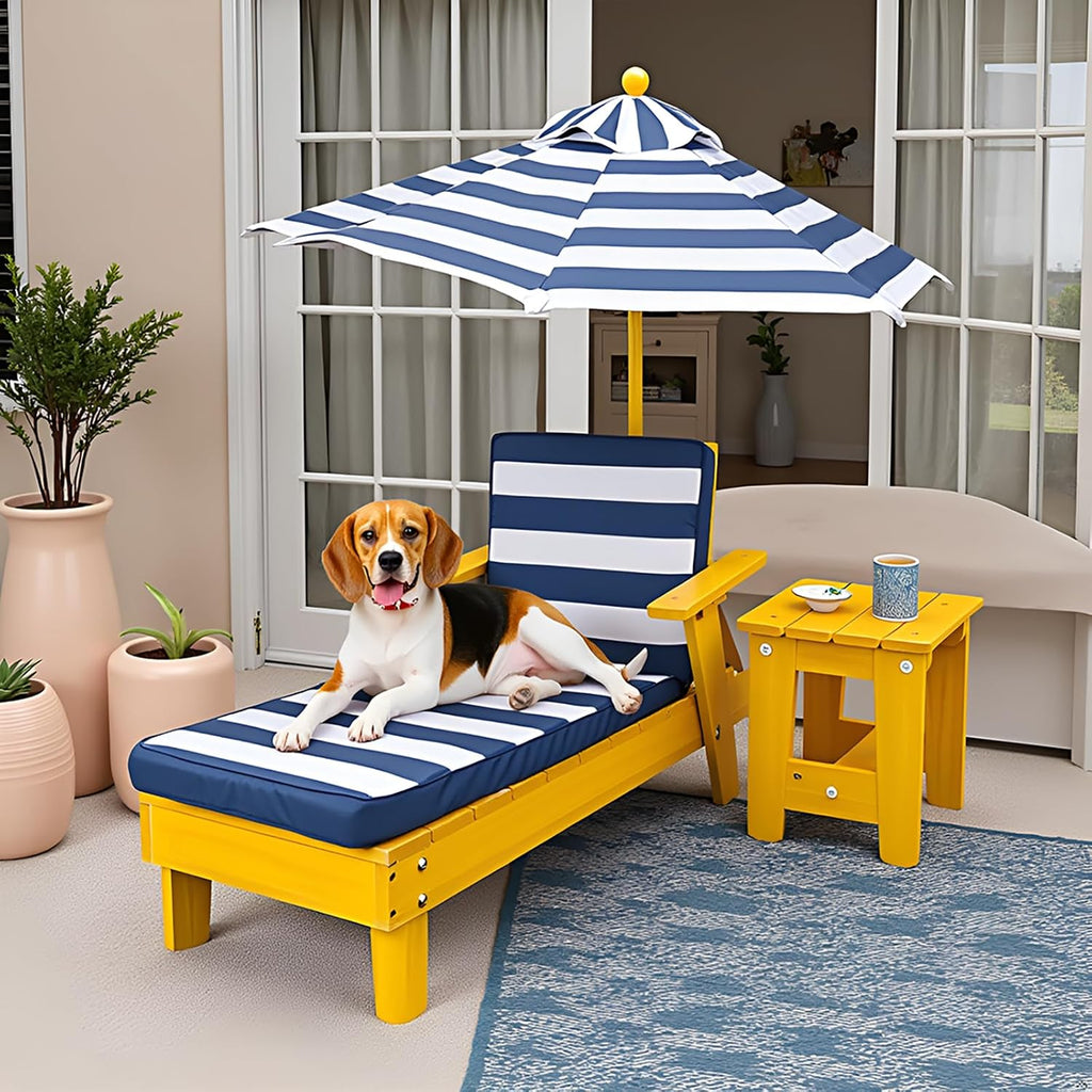 Elevated Dog Bed for Large Dogs with Waterproof Canopy | Indoor/Outdoor Pet Chaise for Backyard, Pool, Beach