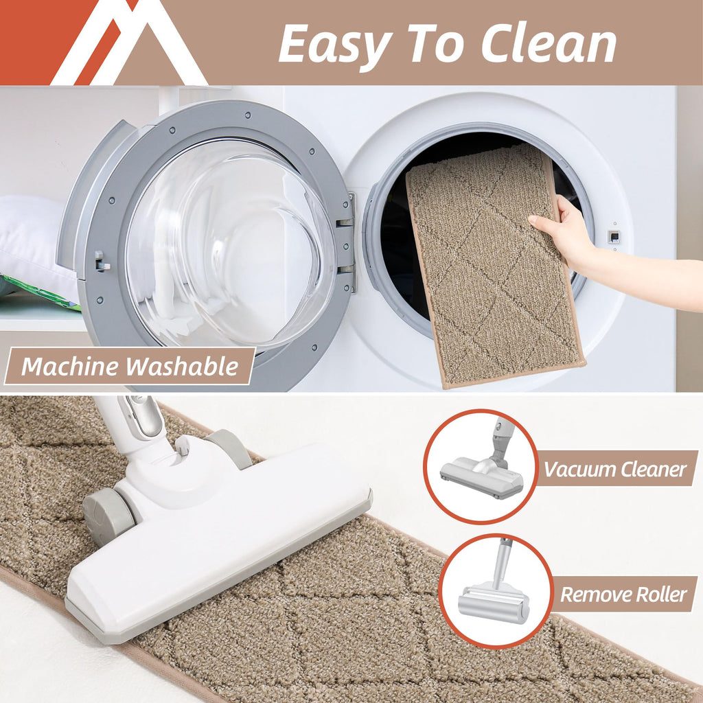 Edging Non-Slip Carpet Mat 28inX9in, 15pc, Beige