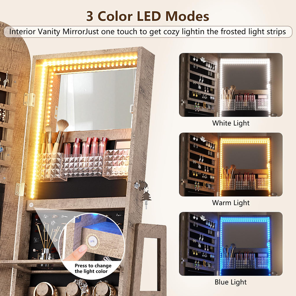 360 Swivel Jewelry Armoire Organizers with Full Length Mirror