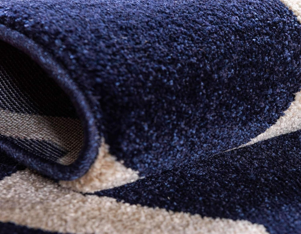 Trellis Collection Area Rug - San Antonio Rectangle, Navy Blue/ Beige)