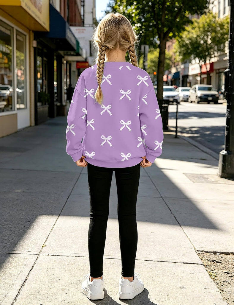Girls Clothes 2 Piece Outfit Bow Print Sweatshirt Tops and Leggings Pants Fall Winter Clothing Set