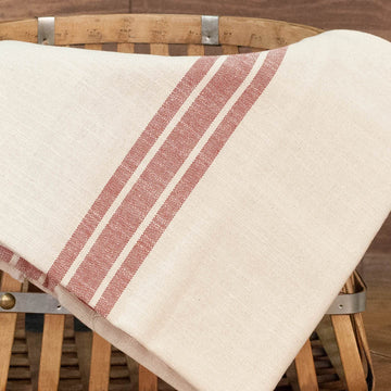 Market Place Red Grain Sack Stripe Bulk Yardage, One Yard, 36" x 110" Wide