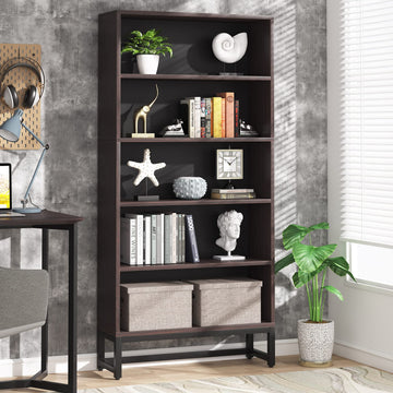 Tall Bookcase and Bookshelf, 70.8" Large Bookcases Organizer with 5-Tier Storage Shelves, Heavy Duty Free-Standing