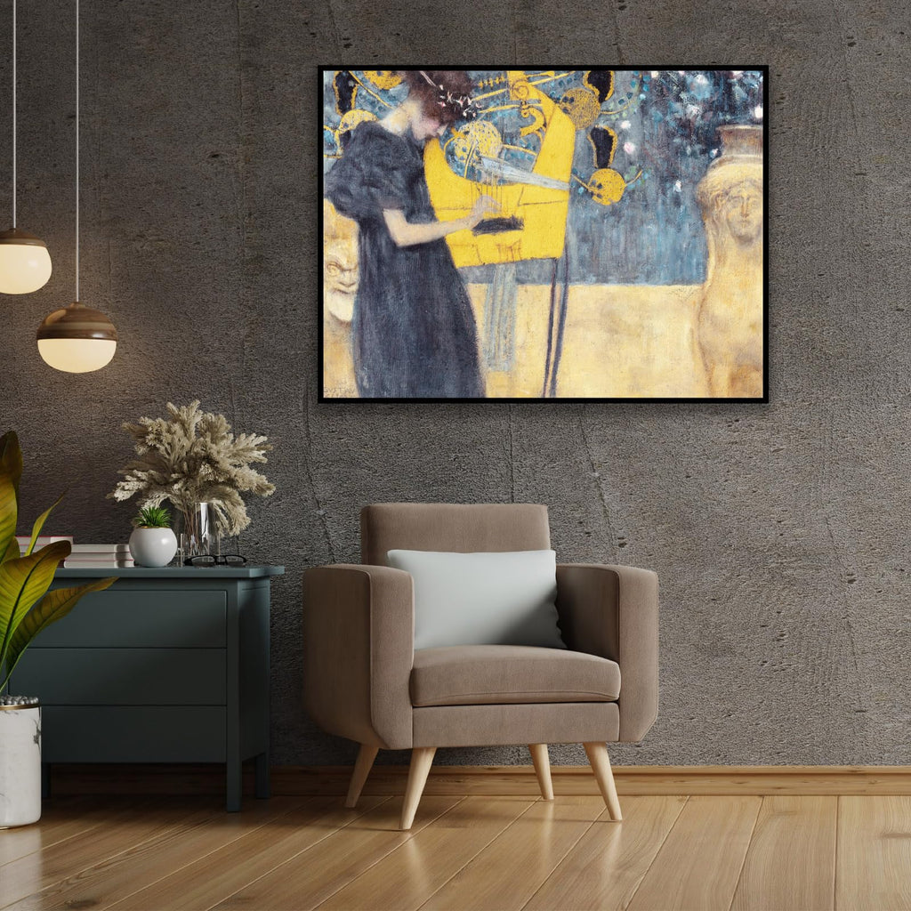 Gustav Klimt Canvas Wall Art Musik Poster - World Classic Famous Painting Printing Retro Classical Room Aesthetic