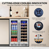 24 Inch Dual Zone Wine and Beverage Refrigerator, Built-in or Freestanding Coole