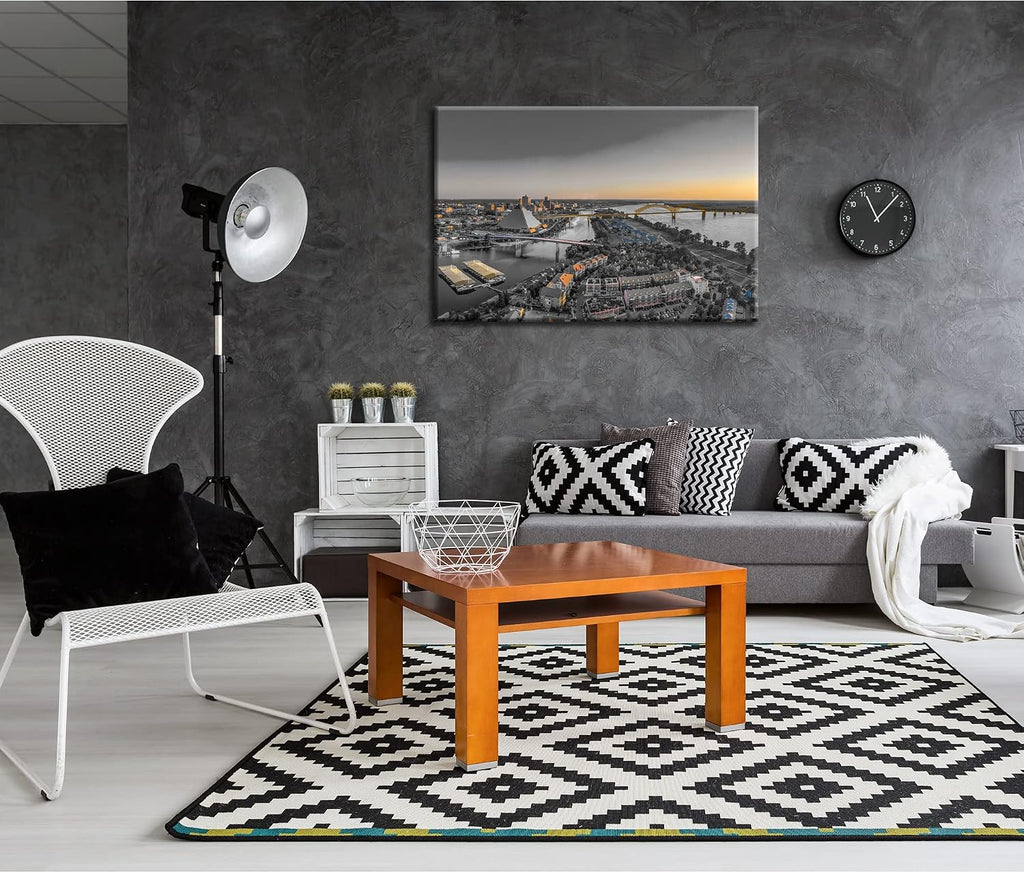 Tennessee Memphis Skyline Wall Art Black and White Memphis City Canvas Print Tennessee Cityscape Wall Decor Picture