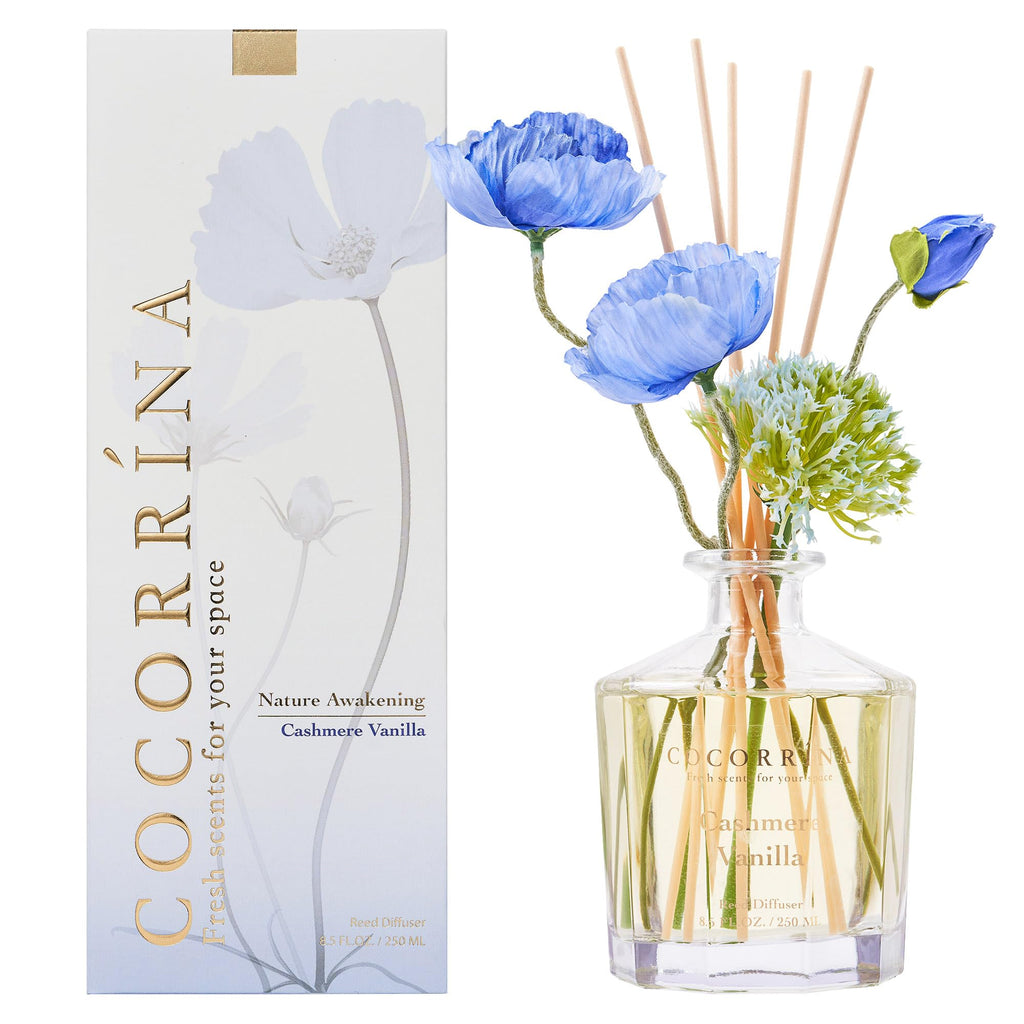 Reed Diffuser - Cashmere Vanilla Flower Reed Diffuser Set with 8 Sticks, Home Fragrance Reed Diffuser Bedroom Office