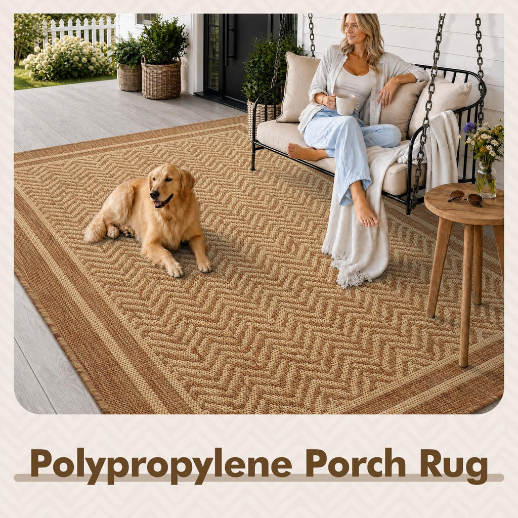 Outdoor Rug-Patio Rug Polypropylene Indoor Outdoor Rugs Outdoor Carpet Deck Balcony Porch, Textured Weave
