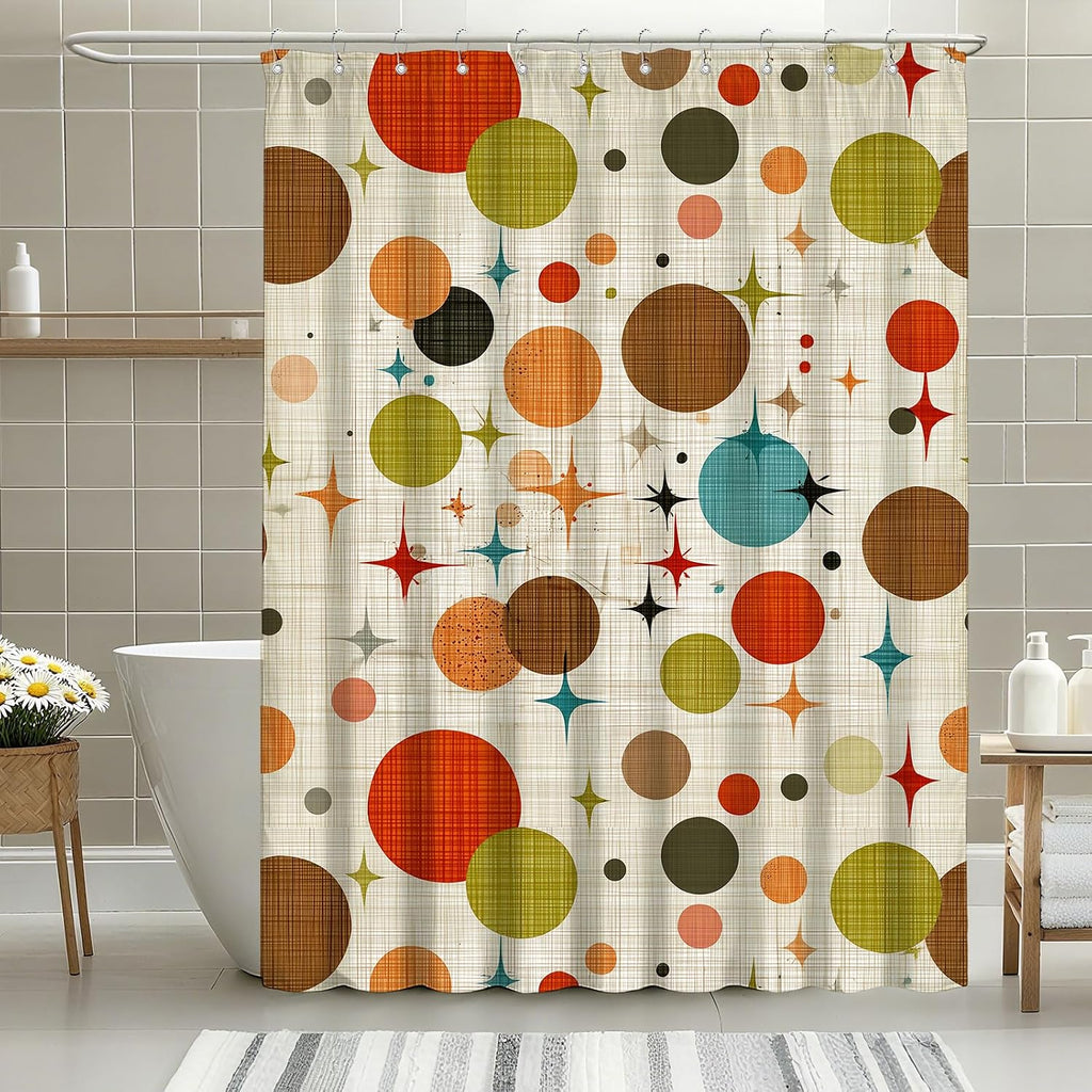 Mid Century Modern Shower Curtain Abstract Geometric Art Shower Curtains Waterproof Fabric Bath Curtain Decor with