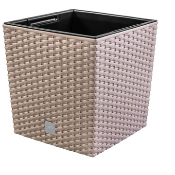 Rattan Planter Mocca Colour - 22.5cm 8L Capacity - Plastic Flower Pot Suitable for Indoor and Outdoor Use