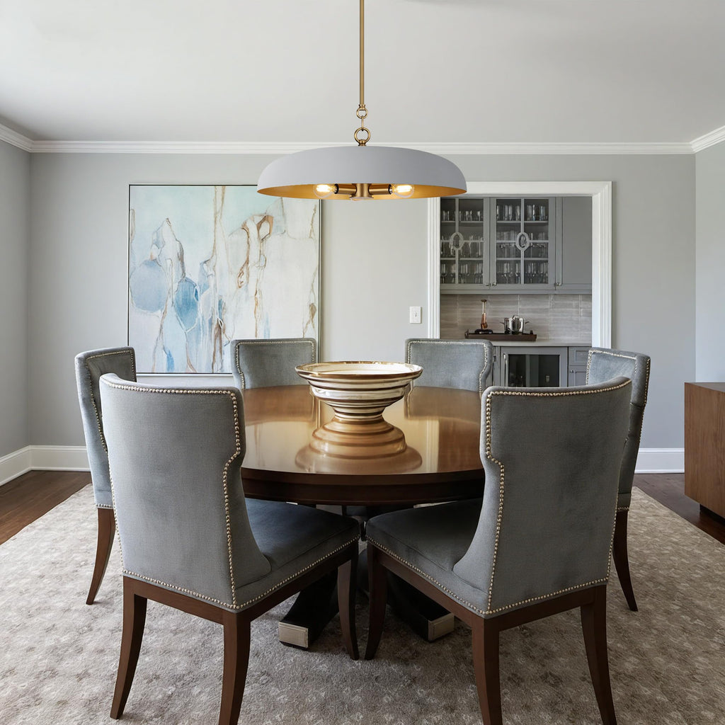 20 Inch Oversized Large Pendant Lights, 3-Lights Gray and Gold Modern Dome Chandelier, Nordic Metal Pendant Lighting