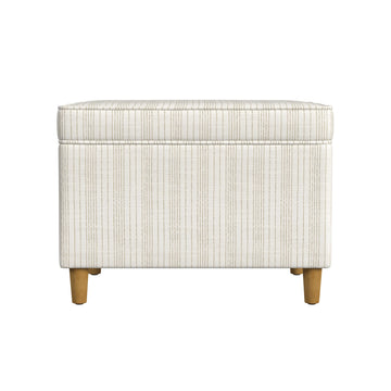 24" Dinah Collection Storage Ottoman - Cream Marigold Pinstripe Fabric
