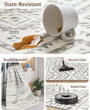 8x10 Washable Moroccan Area Rug, Non-Slip Low Pile Soft Carpet for Dining Room Bedroom Grey