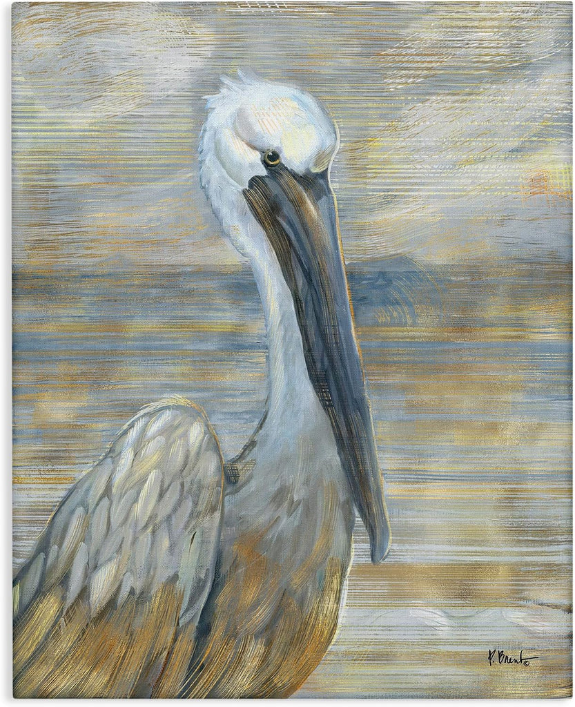 Coastal Pelican Bird Abstract Portrait, Designed By Paul Brent , Canvas Wall Art