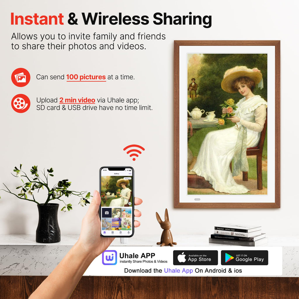 21.5" Large Digital Picture Frame, 64GB Uhale WiFi Frame with Matte Screen