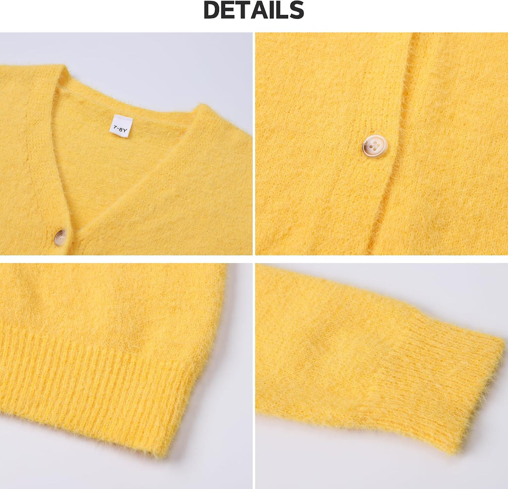 Tween with Button Loose Long Sleeve Shrug Sweaters Inner Cloth Cropped Kids Knit Sweater Outerwear