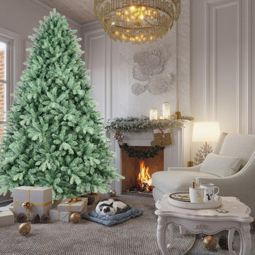 Blue Spruce Artificial Christmas Tree, Premium Xmas Tree w/ 3308 PE+PVC Mixed Branch Tips, Full Unlit Hinged