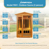 Saunas 902V Far Infrared Sauna, Outdoor Wooden Dry Sauna Low EMF (Hemlock Wood, 2-Person Size)
