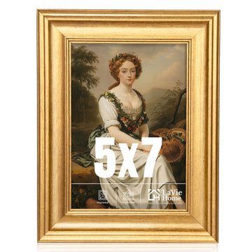 5x7 Picture Frames (3 Pack, Gold) Photo Frame Set with High Definition Glass for Wall Mount & Table Top Display