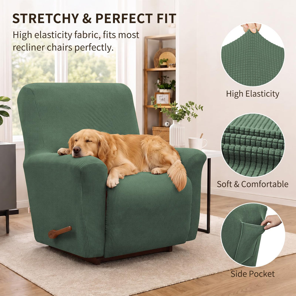 Recliner Chair Covers, 1-Piece Lazy Boy Recliner Cover, Greyish Green