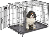 30-Inch iCrate for Medium Breeds, 21-40 lbs, Double Door Folding Dog Crate with Divider Panel