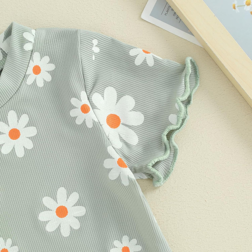 Toddler Baby Girl Summer Outfits Ruffle Short Sleeve Tops Shorts Set