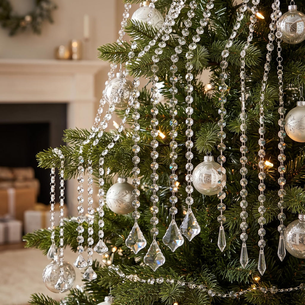 24 Pcs 39 Inch Clear Acrylic Christmas Crystal Garland Strands
